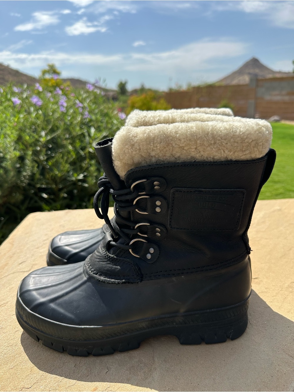 Polo Ralph Lauren Landen Black Sherpa-Lined Winter Boots Men’s size 8